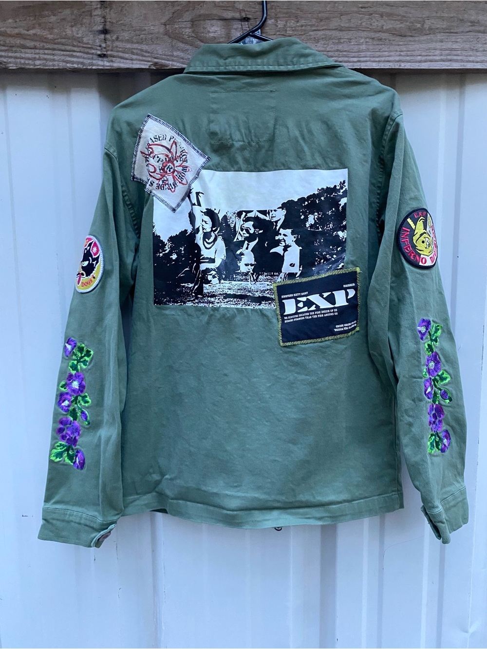 Rare Erased Project Embroidered Military Utility Jacket - Floral+Patches Size S